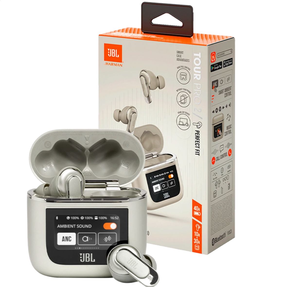 JBL Tour Pro 2 – Auriculares Inteligentes con Cancelación de Ruido y Estuche Táctil