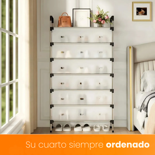 ZAPATERO VERTICAL ORDENASHOES CON 6 NIVELES EN ACERO INOXIDABLE Y PROTECCIÓN CONTRA EL POLVO